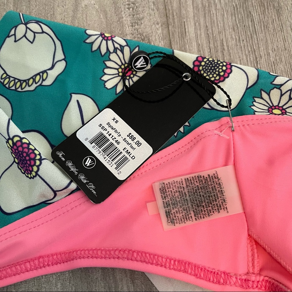 Wildfox Teal and Floral Bandeau Bikini Top - Picture 6 of 7